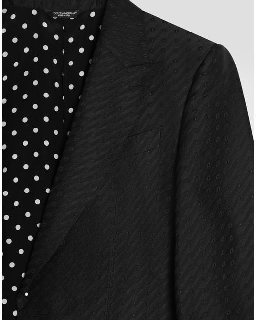 Dolce & Gabbana Black Single-Breasted Sicilia Light Jacket With Micro Pattern Jacquard for men