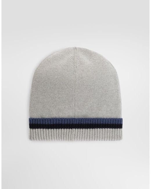 Dolce & Gabbana Gray Knit Hat With Logo for men