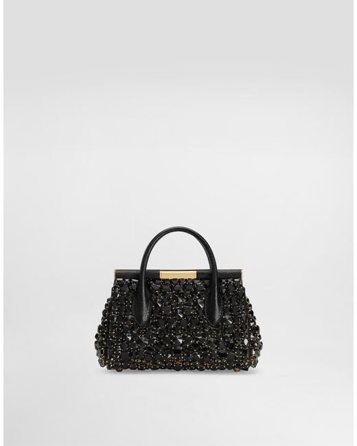 Dolce & Gabbana Black Iguana-Print Calfskin Day Mini Marlene Handbag