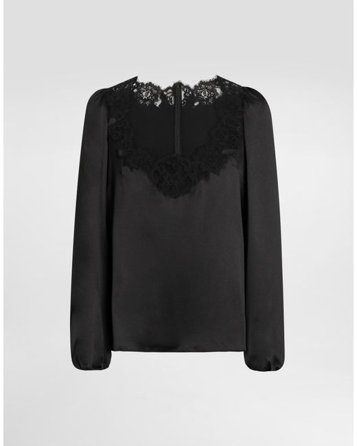 Dolce & Gabbana Black Stretch Satin Blouse