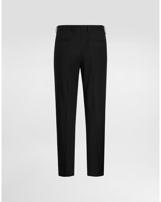 Dolce & Gabbana Black Wool Gabardine Trousers for men