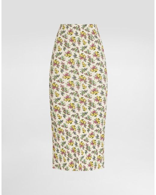 Dolce & Gabbana Metallic Small Floral-Print Skirt