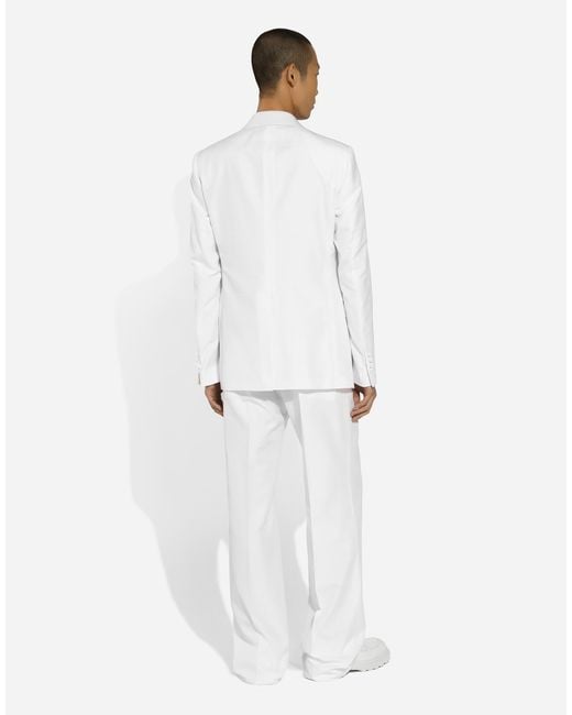 Dolce & Gabbana White Silk Polo-Shirt With Embroidery for men