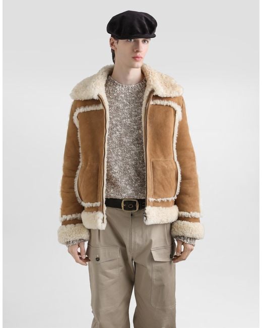 メンズ Dolce & Gabbana Sheepskin Jacket Natural