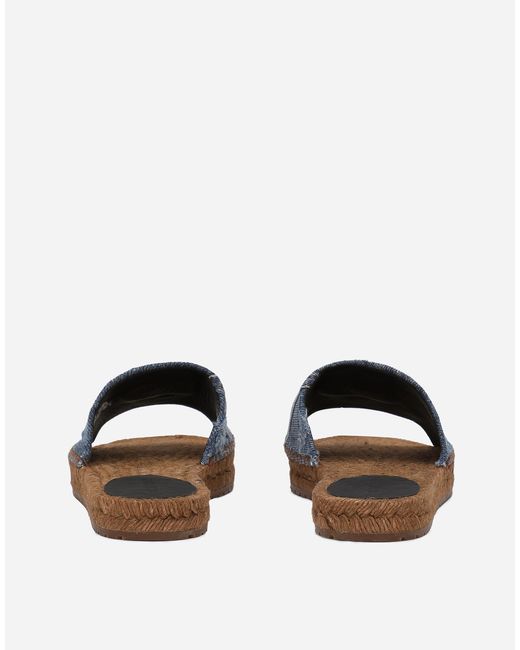 Dolce & Gabbana Blue Patchwork Denim Espadrille Sliders