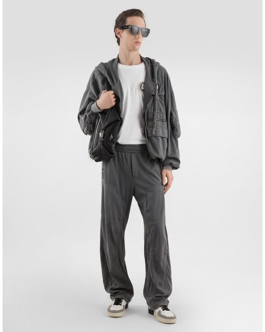 Dolce & Gabbana Gray Jersey Hooded Sweatshirt With Vintage Finish for men