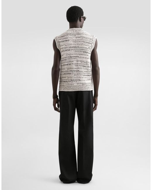Dolce & Gabbana White Intarsia Pullover Vest for men