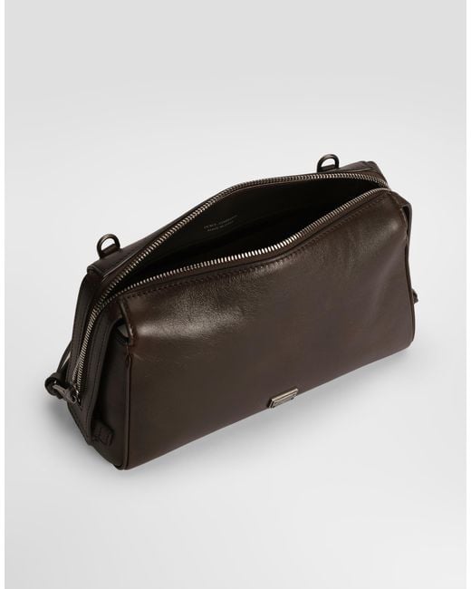 Dolce & Gabbana Black Vittoria Tempesta Calfskin Bag for men