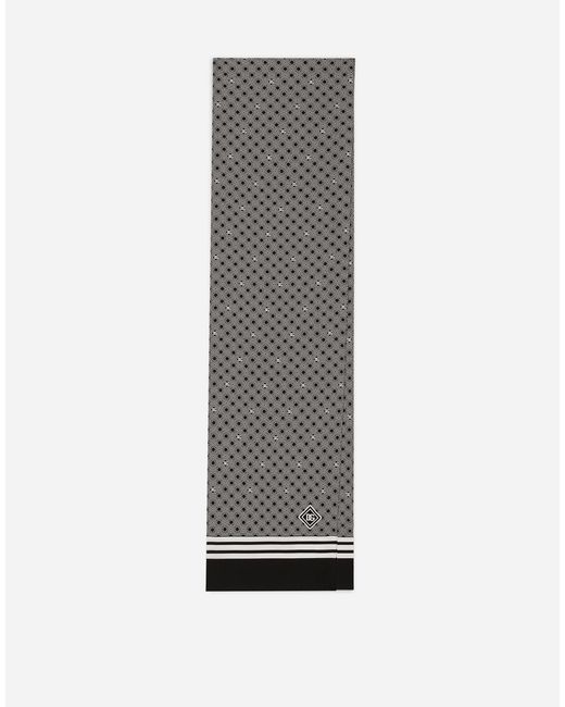 Dolce & Gabbana Gray Silk Scarf With Micro-Design for men