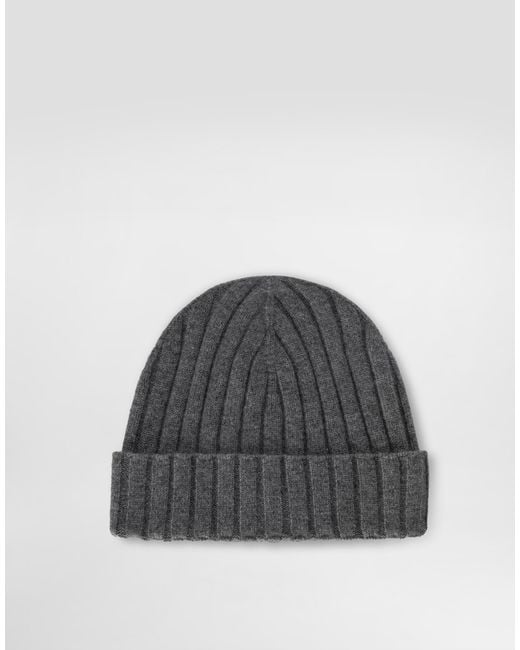 Dolce & Gabbana Gray Cashmere Flat Rib Hat