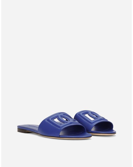 Dolce & Gabbana スライドサンダル カーフスキン Dgロゴ Blue