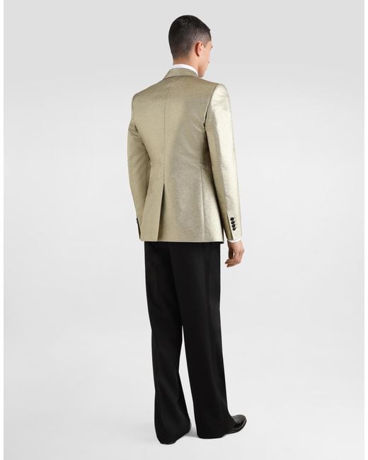 Dolce & Gabbana Metallic Double-Breasted Lamé Jacquard Tuxedo Jacket for men
