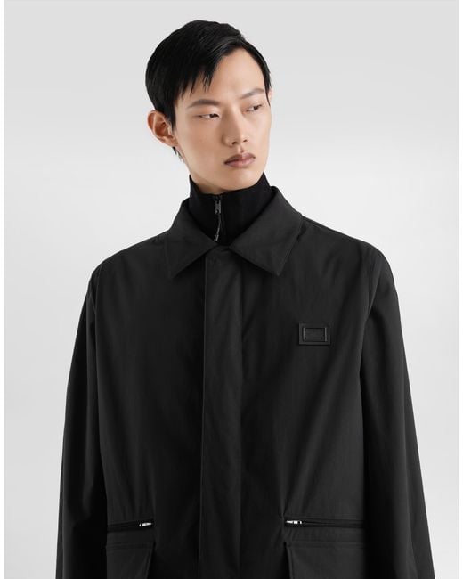 Dolce & Gabbana Black Nylon Canvas Single-Breasted Trench for men