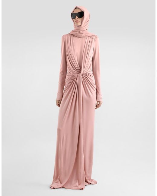 Dolce & Gabbana Pink Viscose Jersey Long Dress