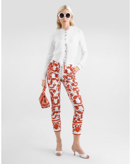 Dolce & Gabbana White Cardigan Girocollo