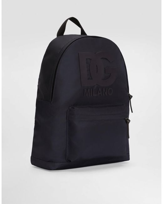 Dolce & Gabbana Blue Nylon Backpack With Logo for men