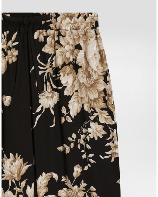 Dolce & Gabbana White Hose Vanity Aus Seide Mit Rosenprint