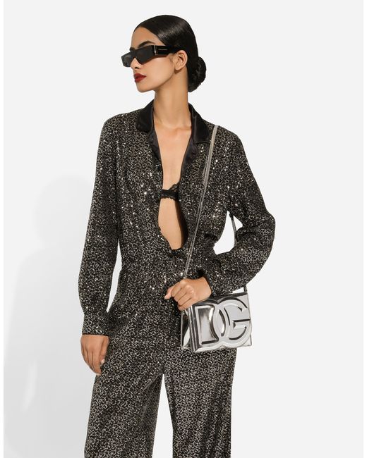 Dolce & Gabbana Gray Sequined Pajama Pants