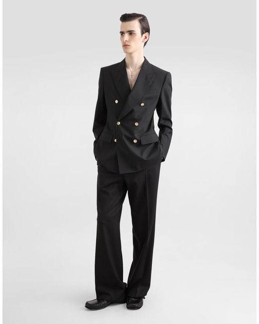 Traje Martini De Lana Con Botonadura Doble Dolce & Gabbana de hombre de color Black