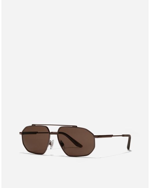 Dolce & Gabbana Brown Metal Classic Sunglasses for men