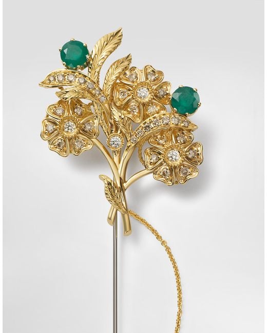Dolce & Gabbana White Sicily Brooch 18-Carat And, Emeralds, And Diamonds for men