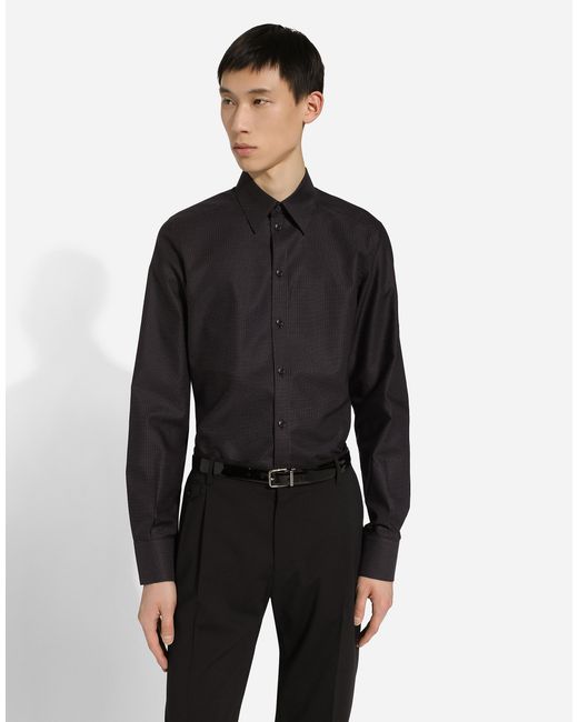 Dolce & Gabbana Black Cotton Martini-Fit Shirt for men