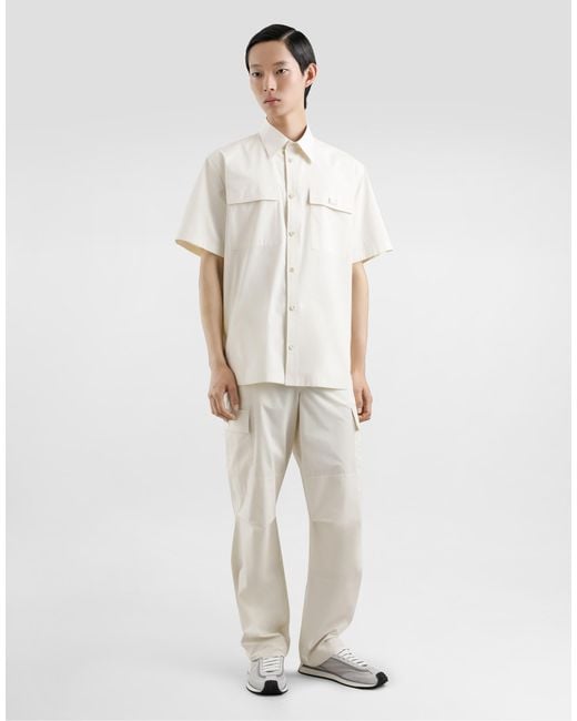 Dolce & Gabbana Hemd Aus Popeline Mit Plakette in White für Herren