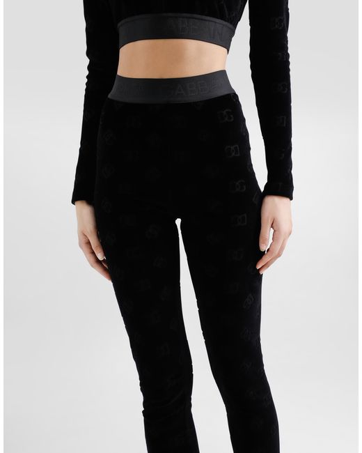 【送料&関税込】Dolce & Gabbana Chenille Leggings Chenille leggings with jacquard leopard design in Multicolor