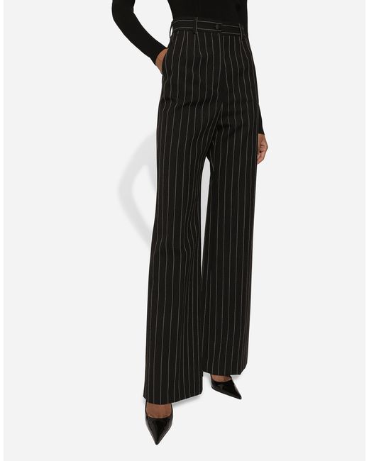 Dolce & Gabbana Black Striped Tailored Trousers