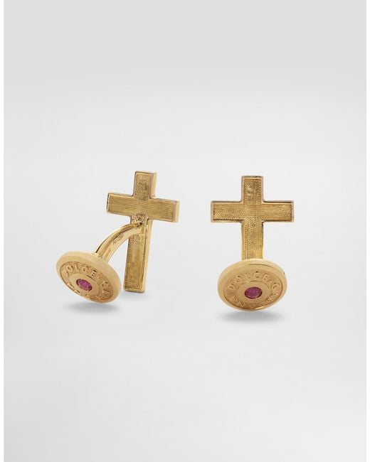 Dolce & Gabbana White Sicily Cufflinks 18 Carat And Rubies for men