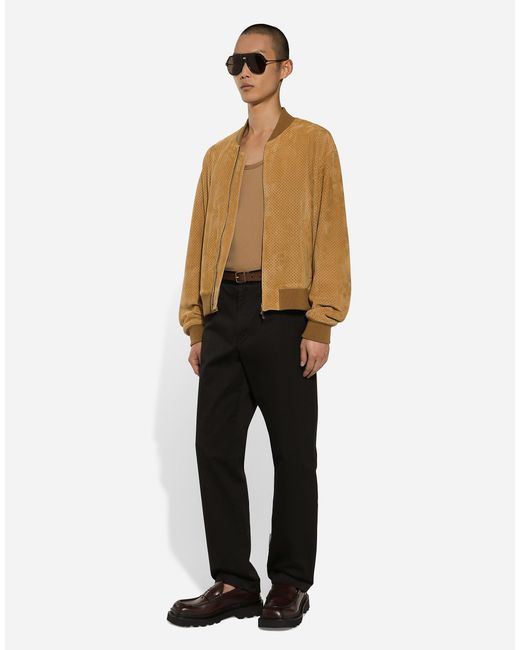 Dolce & Gabbana Brown Perforated Suede Jacket for men
