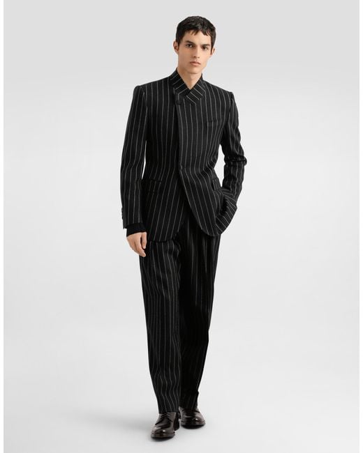メンズ Dolce & Gabbana Stripedwool Blend Trousers Black