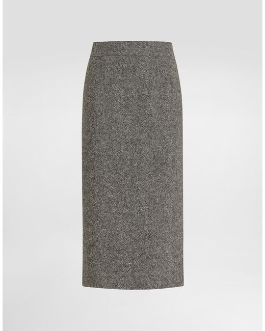 Jupe En Laine Mouchetée Dolce & Gabbana en coloris Gray