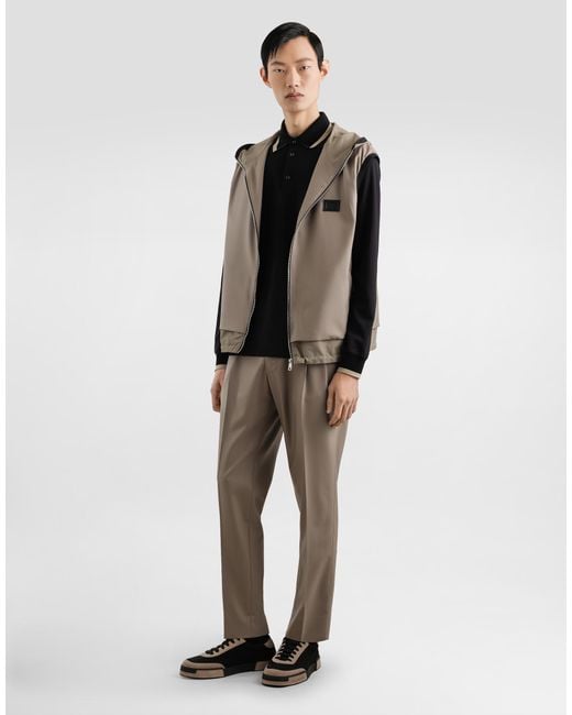 Dolce & Gabbana Gray Double-Fold Wool Canvas Trousers for men
