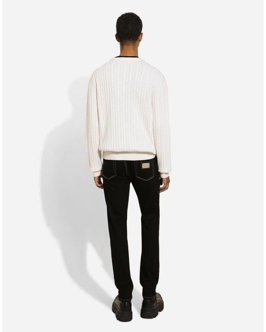 メンズ Dolce & Gabbana ジーンズ スリムフィット ストレッチブラックデニム Black