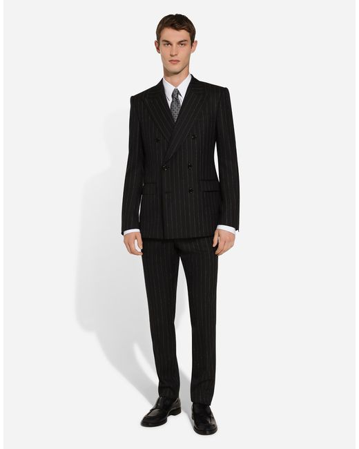 Dolce & Gabbana White Striped Poplin Martini-Fit Shirt for men