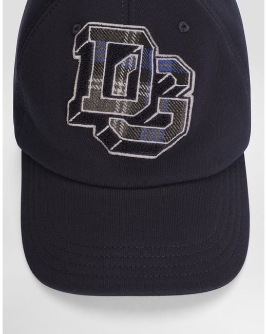 Dolce & Gabbana Blue Fleece Baseball Hat With Logo for men