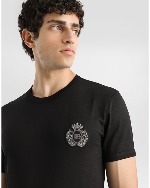 Dolce & Gabbana Heraldic Patch T-Shirt in Black für Herren