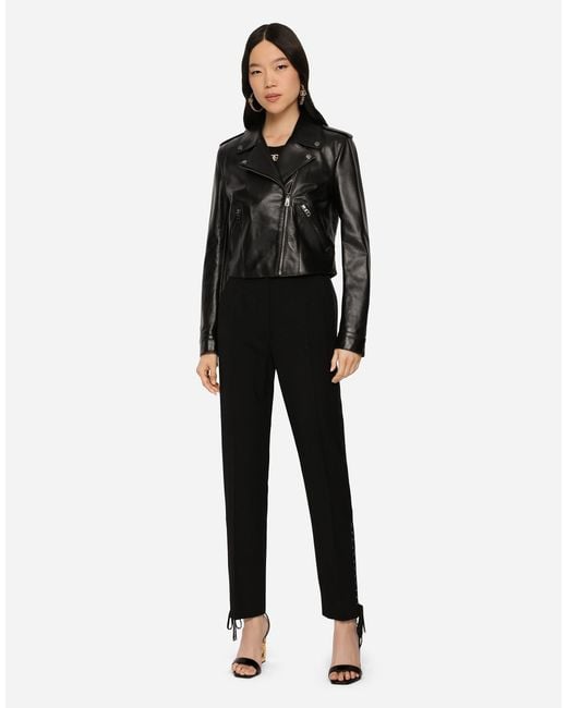 Dolce & Gabbana Black Leather Biker Jacket