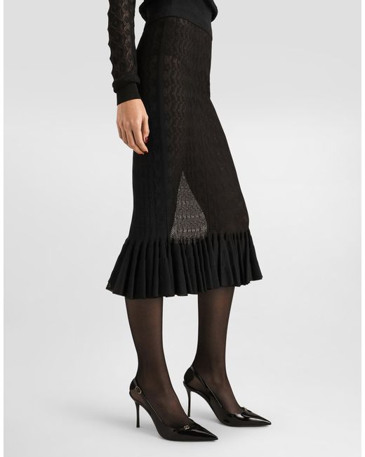 Dolce & Gabbana Black Lace-Stitch Knit Skirt
