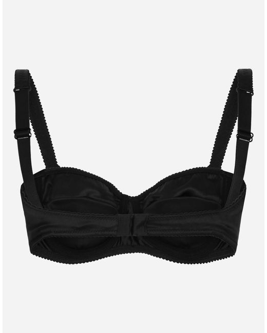 Dolce & Gabbana Black Balconette-Bh Aus Satin Mit Spitze