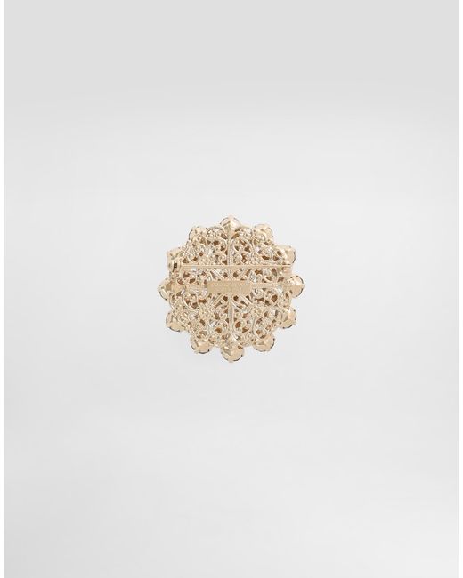 Dolce & Gabbana White Brooch With Rhinestones for men