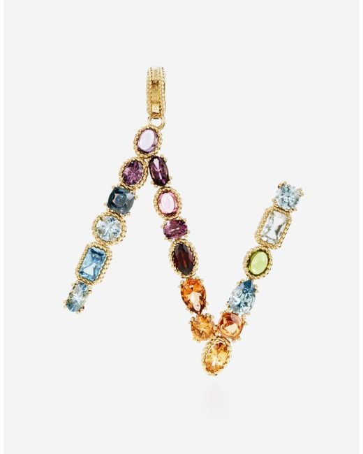 Dolce & Gabbana Metallic Charm N Lettering 18-Carat And Multicolored Gems