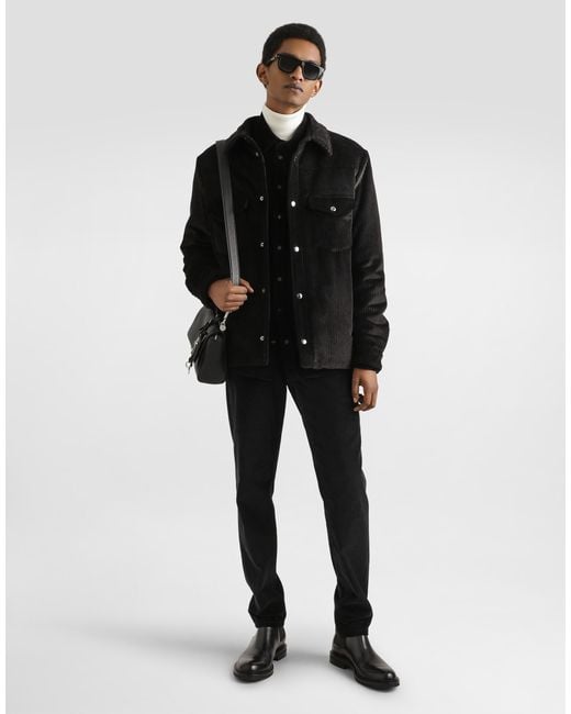 Dolce & Gabbana Black Cotton And Cashmere Regular Trousers for men