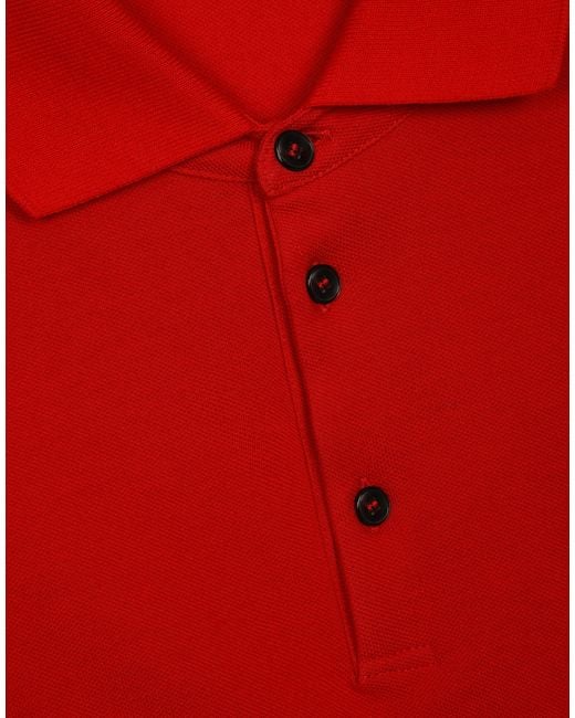 メンズ Dolce & Gabbana ポロシャツ コットンピケ ロゴプレート Red