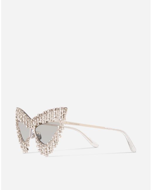 Dolce & Gabbana Crystals' Rain Sunglasses White