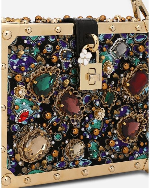 Dolce & Gabbana Multicolor Jacquard Dolce Box Bag With Embroidery
