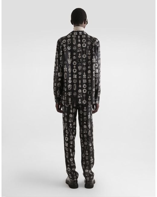 Dolce & Gabbana Black Jewel- Silk Twill Vanity Shirt for men