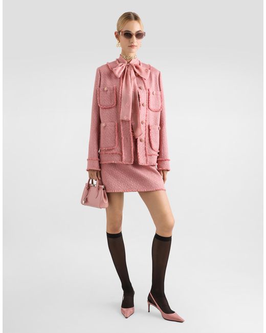 Dolce & Gabbana Pink Minirock Aus Raschel-Wolltweed