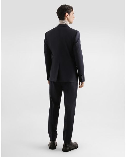 Dolce & Gabbana Blue Single-Breasted Taormina Wool Canvas Jacket for men